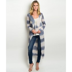 TAUPE NAVY TIE DYE CARDIGAN