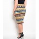 MUSTARD BLACK WHITE PLUS SIZE SKIRT