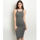 GRAY BLACK RIBBED DRESS
