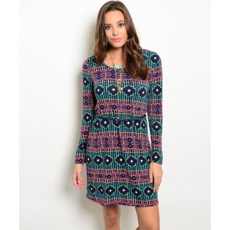 NAVY PINK TEAL DRESS