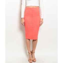 SALMON SUEDE SKIRT