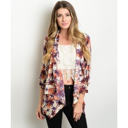 CREAM RUST PURPLE KIMONO