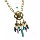 BURNISH GOLD CHAIN & STONES NECKLACE & EARRING SET