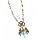 BURNISH GOLD CHAIN & STONES NECKLACE & EARRING SET