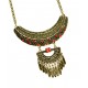 BURNISH RED BIB STYLE CHAIN NECKLACE & EARRING SET