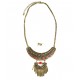 BURNISH RED BIB STYLE CHAIN NECKLACE & EARRING SET