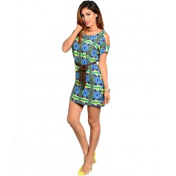 GREEN BROWN MULTICOLOR DRESS