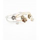 LARGE PEARL & CUBIC FLOWER BRACELET