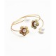 LARGE PEARL & CUBIC FLOWER BRACELET