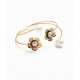LARGE PEARL & CUBIC FLOWER BRACELET