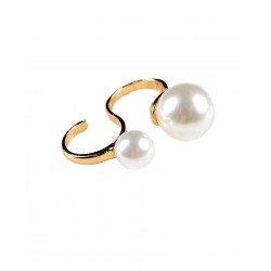 GOLD SILVER PEARL RING